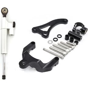 PROCNC Motorcycle CNC Aluminum Steering Damper Stabilizer Mounting Bracket Kit Fit for Suzuki GSXS750 2017 2018 2019 2020 2021 2022 2023 (Black+Black)