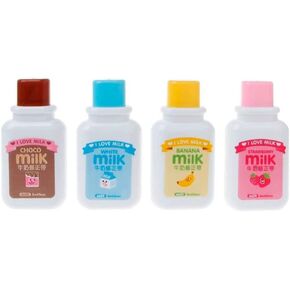 4PCS Milk Bottle Style Correction Tape,Cute Kawaii Stationery Tear Resistant White Tapes for School Office Supplies(Random Color)