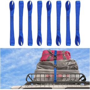 Soft Loop Tie Down Straps, 8 Pack 220Lbs Load Capacity, 1100Lbs Breaking Strength, 1" x 12" Tie Down Loops for Secure Motorcycles Dirt Bikes Scooters Lawn Garden Equipment ATV UTV (Blue)