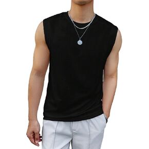 WDIRARA Men's Round Neck Sleeveless Tank Top Casual Streetwear Tops