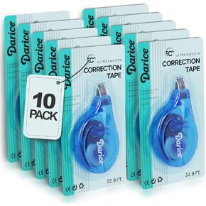 10-Pack White Out Correction Tape - Easy To Use Applicator For Instant Corrections - 32.9 FT Each White Out Tape For School, Office, Home Use