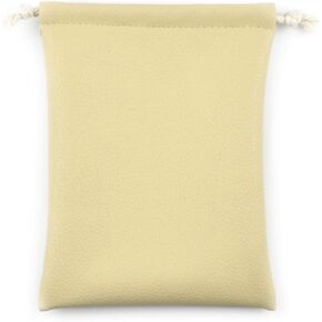 Small Soft PU Leather Drawstring Bag 6.3 x 4.7 inch (Beige)