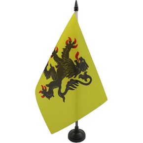علم طاولة AZ FLAG Nord-Pas-de-Calais مقاس 5 بوصة × 8 بوصة - علم مكتب منطقة Nord-Pas-de-Calais الفرنسية 21 × 14 سم - عصا وقاعدة بلاستيكية سوداء