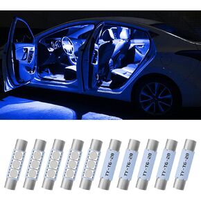 10 PCS Car 28mm LED Sun Visor Mirror Lights, 6614F/6612F 5050-3SMD Chips Reading Light, Car Interior Accessories 6000K Roof LED Festoon Bulbs for Sun Vanity Mirror Lights Dome Light Lamp (White)