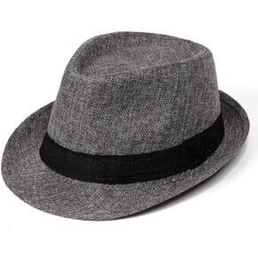 Packable Straw Fedora Hat for Men Short Brim Beach Sun Cap Roll Up Summer Cuban Hat UPF50+ Travel Straw Sun Hat with Band