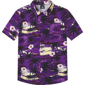 Boys' 4th of July Button Down Shirt Kids' American Flag Hawaiian Shirt, X-Small-Large