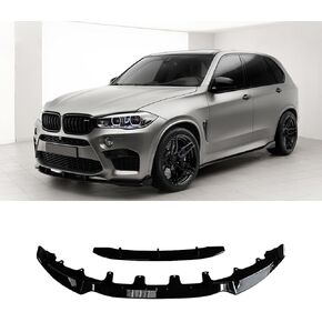 الشفة الأمامية المصد متوافقة مع 2014-2018 BMW F15 X5 M Sport، ABS أسود لامع Bodykit Front Trim Spoiler Splitter 4Pcs