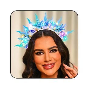 Light Up Mermaid Headband Led Starfish Hair Band Glowing Shell Headbands Pearl Beach Festival Party Hair Accessories