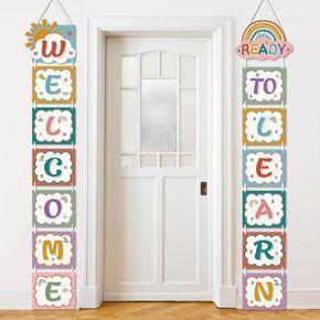 Blulu Boho Back to School Banner Boho Classroom Decorations Welcome Banner for First Day of School Welcome Ready to Learn Party Supplies Photo Props for Kindergarten Primary High School