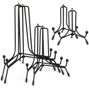 6 عبوات من 3 حوامل لوحة مضادة للانزلاق للعرض، حامل عرض حامل لوحة 4 6 8 بوصة، حامل إطار صورة معدني أسود مع تصميم قابل للطي للطبق والطبق والكتاب والصور وفن الطاولة in Kuwait