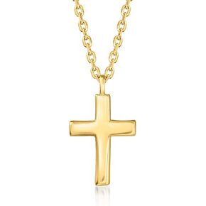 RS Pure by Ross-Simons 14kt Yellow Gold Cross Necklace. 16 inches