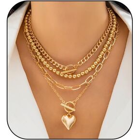 CSIYANJRY99 Layered Gold Necklaces for Women Chunky Gold Necklace Stack Layered Cuban Paperclip Snake Chain Necklace Retro Coin Dainty Pendant Toggle Clasp Necklace