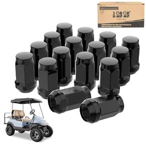 10L0L Golf Cart Wheel Lug Nuts for EZGO & Club Car, 1/2"-20 Size Black 16 Pack