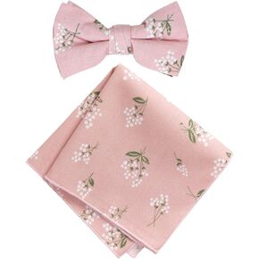 Spring Notion Boy's Cotton Floral Print Bow Tie and Pocket Squre Set