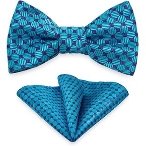 Men Bow Tie Pocket Square Set, Boy Self Tied Bowtie with Handkerchief For Formal Tuxedo Bow Tie or Wedding Party SMB-T9