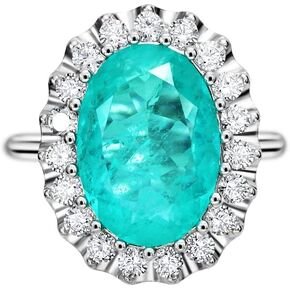S925 6ct Paraiba Oval Cut Promise Ring for Women Sterling Silver Cubic Zirconia Engagement Wedding Ring Bands for Women