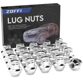 ZOFFI M12x1.5 One-Piece Lug Nuts - Replacement for 2006-2019 Ford Fusion, 2000-2019 Ford Focus, 2001-2020 Ford Escape Factory Wheel - 20pcs Chrome Closed End M12x1.5 Lug Nuts