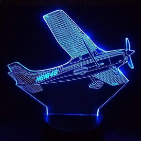 3D Plane Night Light Table Desk Optical Illusion Lamps 7 Color Changing Lights LED Table Lamp Xmas Home Love Birthday Children Kids Decor Toy Gift