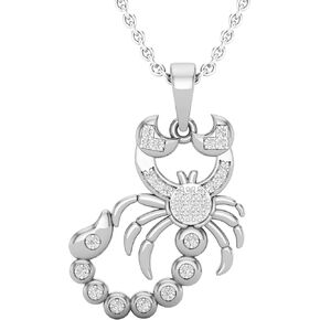 Dazzlingrock Collection 0.10 Carat (ctw) Round White Diamond Mens Scorpion Charm Pendant 1/10 CT, Available in 10K/14K/18K Gold & 925 Sterling Silver