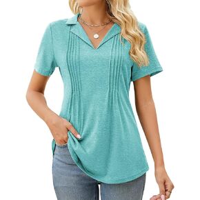 Kistore Womens Short Sleeve Polo T Shirts V Neck Summer Basic Tops Fashion 2024 Business Casual Work Blouse S-XXL