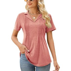 Kistore Womens Short Sleeve Polo T Shirts V Neck Summer Basic Tops Fashion 2024 Business Casual Work Blouse S-XXL