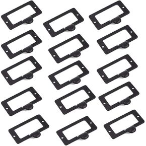 15Pack 59x45mm Office Library File Drawer Cabinet Card Tag Label Card Holder Drawer Pull/label holders/Label Frames Card/Label Holder Modern Label Holders Metal Frame(Black)