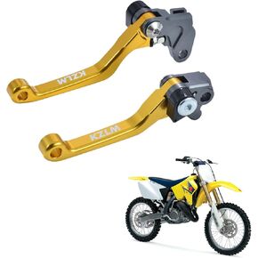 Motorcycle CNC Billet Foldable Brake Clutch Lever Pivot Handle for RM125 RM250 RM 125 RM 250 1996-2003 Pit Dirt Bike (Gold)