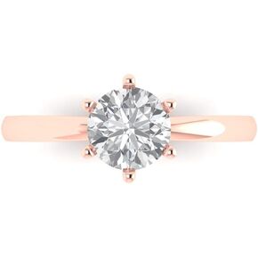 Clara Pucci Yellow/Rose/White 14k Gold Solitaire Statement anniversary Engagement Promise Bridal Ring - 1Ct Round Cut Simulated Diamond