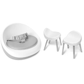 Skip Hop Booster Seat for Dining Table, Sleek Seat Booster, Grey/White & Toddler's Activity Chairs, White