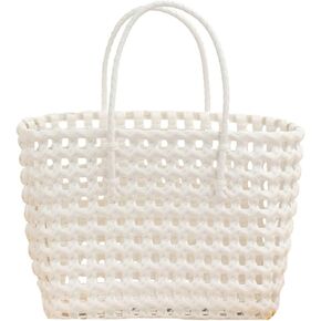 Summer Woven Beach Bag for Women Washable Cute Jelly Bag Plastic Hobo Bag Shoulder Bag Travel Bags for Sports Beach 2024