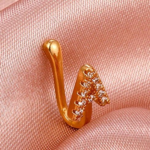 Crystal Initial Nose Ring Gold Fake Septum Nose Rings Copper Inlaid Zircon Letter A Nose Cuff Tiny Alphabet U-shaped Clip On Nose Ring Bendable Non Piercing Nose Jewelry for Women Girls in Saudi Arabia