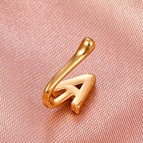 Crystal Initial Nose Ring Gold Fake Septum Nose Rings Copper Inlaid Zircon Letter A Nose Cuff Tiny Alphabet U-shaped Clip On Nose Ring Bendable Non Piercing Nose Jewelry for Women Girls in Saudi Arabia