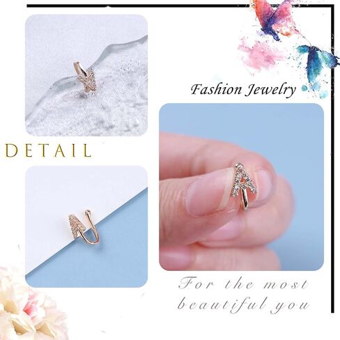 Crystal Initial Nose Ring Gold Fake Septum Nose Rings Copper Inlaid Zircon Letter A Nose Cuff Tiny Alphabet U-shaped Clip On Nose Ring Bendable Non Piercing Nose Jewelry for Women Girls in Saudi Arabia