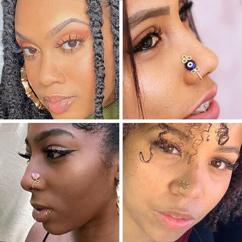 African Nose Cuff for Women Non Piercing Fake Nose Ring Adjustable Clip on Nose Ring for Men Fake Piercings in Saudi Arabia