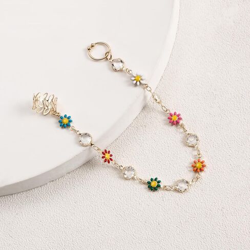 فاسق بوهو الأنف الدائري هوب مع سلسلة شرابة الحاجز وهمية حلقة الأذن إلى الأنف لا ثقب الأذن الكفة المجوهرات الهندية للنساء الفتيات in Kuwait