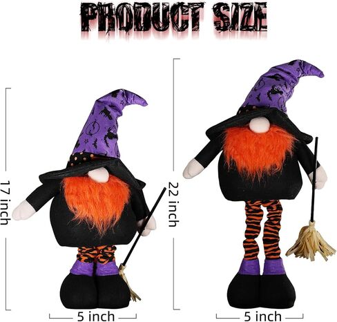 ديكورات جنوم الهالوين مقاس 55.88 سم ديكورات قطيفة ساحرة قابلة للتمديد للهالوين، ديكورات تومتي السويدية جنوم الهالوين للمنزل قزم ديكور دمية زخارف قابلة للجمع جنوم in Kuwait