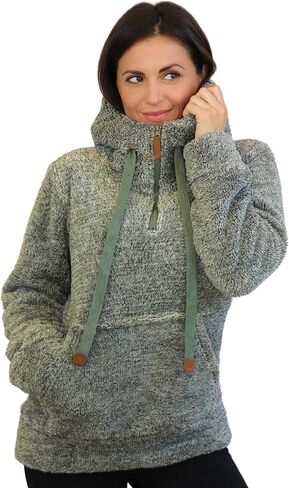 TrailCrest Women's Casual Sherpa Fuzzy Fleece Hoodie 1/4 Zip With Thumb Holes Relaxed Fit in Saudi Arabia