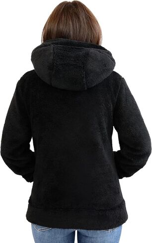 TrailCrest Women's Casual Sherpa Fuzzy Fleece Hoodie 1/4 Zip With Thumb Holes Relaxed Fit in Saudi Arabia