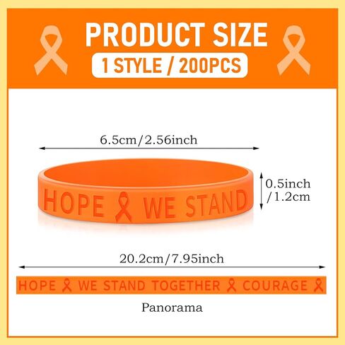Orange Ribbon Awareness Silicone Bracelets Bulk Multiple Sclerosis Leukemia Kidney Cancer ADHD Lymphoma Cerebral Awareness Silicone Wristband for Public Activity Supplies (100) in Saudi Arabia
