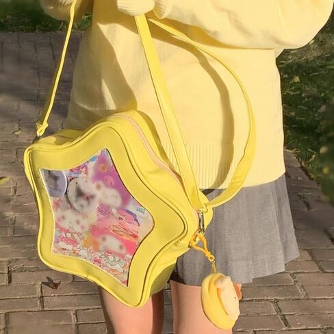 Star Shape Ita Bag Pins Display Crossbody Bag PU Leather Backpack Y2k Aesthetic Cute Handbag in Saudi Arabia
