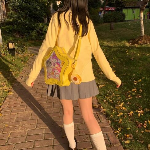 Star Shape Ita Bag Pins Display Crossbody Bag PU Leather Backpack Y2k Aesthetic Cute Handbag in Saudi Arabia