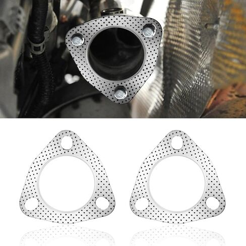 2PCS Exhaust Gasket, Ultra Seal 2-Bolt 2-Inch Exhaust Flange Gasket, Reinforced High Temperature Gasket, Car Accessories Graphite Exhaust Pipe Gasket Universal for Car Exhaust Turbo (2 Inch) in Kuwait