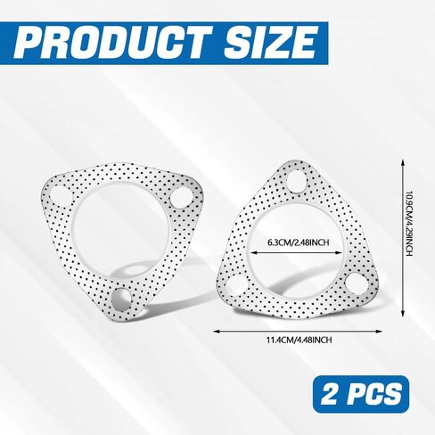 2PCS Exhaust Gasket, Ultra Seal 2-Bolt 2-Inch Exhaust Flange Gasket, Reinforced High Temperature Gasket, Car Accessories Graphite Exhaust Pipe Gasket Universal for Car Exhaust Turbo (2 Inch) in Kuwait