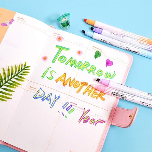 هايلايتر بألوان متنوعة، هايلايتر جل الكتاب المقدس لا ينزف، مجموعة أقلام تحديد سحرية متعددة الألوان 12 قطعة، أقلام ذات رأس مزدوج للفصول الدراسية المدرسية ومستلزمات دفتر اليوميات المكتبية in Kuwait