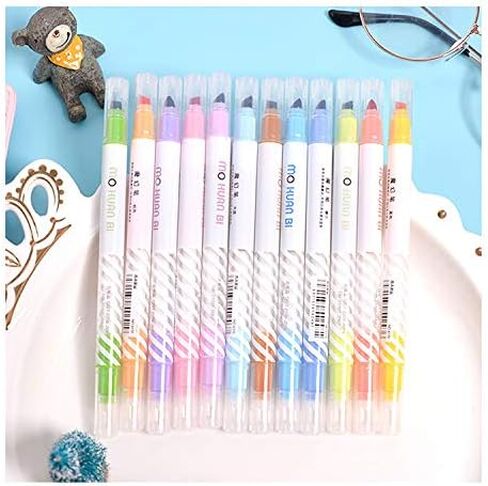 هايلايتر بألوان متنوعة، هايلايتر جل الكتاب المقدس لا ينزف، مجموعة أقلام تحديد سحرية متعددة الألوان 12 قطعة، أقلام ذات رأس مزدوج للفصول الدراسية المدرسية ومستلزمات دفتر اليوميات المكتبية in Kuwait