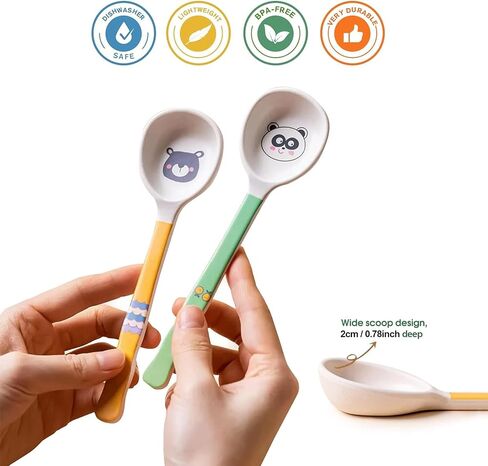 Bamboo Kids Toddler Spoons Set, 5 Pack Toddler Utensils Cutlery Set | Child and Kids Feeding Flatware Set for Soup,Dinner, Dessert, BPA Free, Dishwasher Safe, NOT FIT FOR BABIES WITH SMALL MOUTH in Saudi Arabia