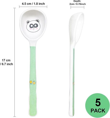 Bamboo Kids Toddler Spoons Set, 5 Pack Toddler Utensils Cutlery Set | Child and Kids Feeding Flatware Set for Soup,Dinner, Dessert, BPA Free, Dishwasher Safe, NOT FIT FOR BABIES WITH SMALL MOUTH in Saudi Arabia