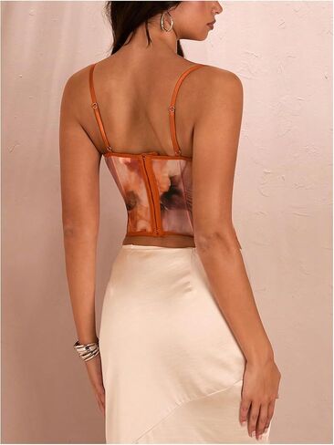 SHENHE Women's Lace Bustier Corset Top Sexy Floral Backless Going Out Tops Mesh Crop Top Camisole in Saudi Arabia