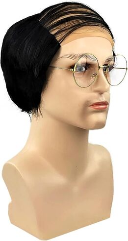 Gold Old Men Wig Bald Wig- Old Man Comb Over Wig with Glasses- Fluffy Bald Head Halloween Costume Cosplay Wigs for Costume Party Supplies in Saudi Arabia