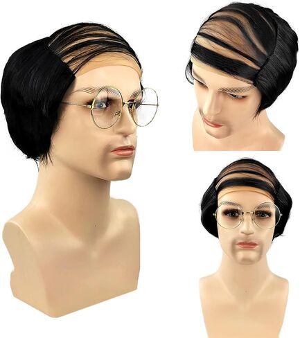 Gold Old Men Wig Bald Wig- Old Man Comb Over Wig with Glasses- Fluffy Bald Head Halloween Costume Cosplay Wigs for Costume Party Supplies in Saudi Arabia